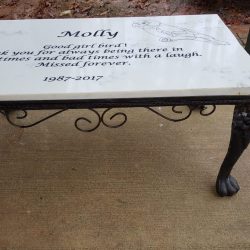 marble engraving on a side table